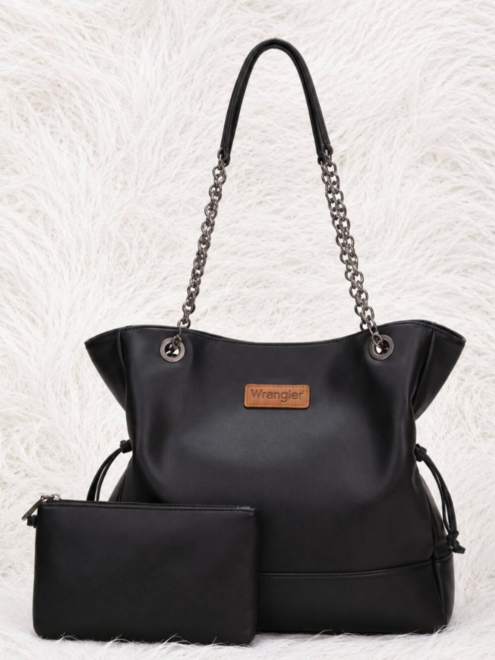 Wrangler Black Tote Bag with Matching Removable Pouch